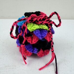 Handmade Crochet for D&D Dungeons & Dragons RPG's Dice Small Bag Coin Purse Neon
